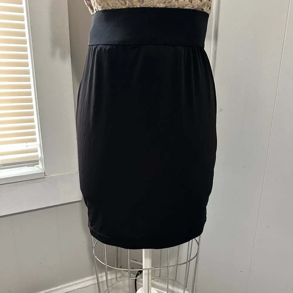 Vintage Forever‎ 21 Black Draped Tulip Mini Skirt Wide Elastic Waist Size Large